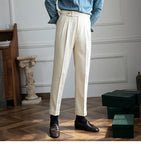 WIAOFELLAS  -  Neapolitan Men's Casual Busin Pants Autumn Season Slim Fit Briti Sle Nine Point Straight Leg Trousers for Young Men