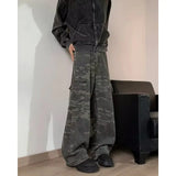 Wiaofellas  -  Retro American Hip Hop Camouflage Casual Pants Men Women Workwear Straight Leg Long Trousers Polyester Cotton Blend Spring