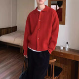 WIAOFELLAS  -  Autumn and Winter Thick Sweater Jacket Men's Solid Color Loose and Handsome Knitted Cardigan Casual Neutral Style