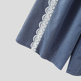 WIAOFELLAS  -  Men Wide Leg Pants Lace Patchwork Button Pleated Joggers Trousers Men Streetwear 2025 Oversize Fashion Casual Long Pants