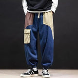 Wiaofellas Men Jeans Patchwork Multi-Pocket Couple  Denim Pants Beggar Style Cargo Pants High Street Casual Male Streetwear