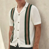 WIAOFELLAS  -  Summer New Casual Polo Shirts Mens Knitting Contrast Color Shirt For Men Fashionable Turn-down Collar Button Clothing