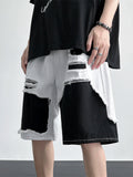 WIAOFELLAS  -  2025 New Men's Summer Fashion Stitching Loose Denim Shorts Male High Street Straight Shorts Men Contrast Color Short Jeans P873