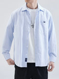 Wiaofellas Autumn New Classic Striped Men's Shirts Long Sleeve Oxford Cotton Men Clothing Work Casual Shirt Male Loose Blouse