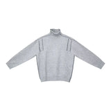 WIAOFELLAS  -  Autumn Winter New Style Patchwork High Neck Knit Sweater Men Casual Design Stand Collar Lazy Base Layer Premium Top