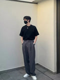 WIAOFELLAS  -  Casual ay Draped Wide Leg Men's Summer Pants Thin Straight Loose Fit Belted Suit Trousers Long Casual Youth Faion