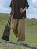 Wiaofellas  -  Oversize Khaki Wide Leg Pants Men's Cityboy Outdoor Straight Leg Lazy Style Workwear Trousers Summer Casual Loose Fit Jeans