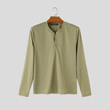 Wiaofellas  -  Men's T Shirt Solid Color V Neck Long Sleeve Loose Casual Men Clothes Streetwear Fashion Leisure Tee Tops For Man