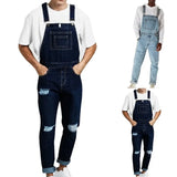 WIAOFELLAS  -  S-3XL Men Overalls Bib Jeans Casual Fashion Stretch Elastic Jumpsuit Long Denim Pants Street Hip Hop