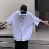 WIAOFELLAS  -  Summer Men's Metal Button Short-Sleeve Shirt Chinese Retro Fashion Trendy High Street Loose Casual Breathable Niche Men's Top