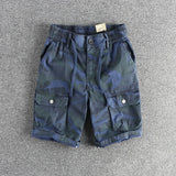 WIAOFELLAS  -  Heavy wash to do old camouflage cargo casual shorts men's American retro trend summer new loose straight pants