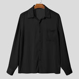 Wiaofellas  -  Men Shirt Solid Lapel Long Sleeve See Through Men Clothing Streetwear Sexy Party Fashion Male Tops S-5XL Camisas