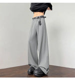 WIAOFELLAS  -  New Simple Men's Suit Pants Drape Striped Design Pleated Contrast Color Straight Wide Leg Male Trousers All-match