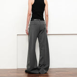 WIAOFELLAS  -  Fashion Summer Men's Solid Color Patchwork Design Casual Pants Trendy Loose High-waisted Wide Leg Trousers Male