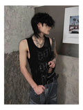 WIAOFELLAS  -  Men Clothing Tank Tops Summer High-end Designed Chic Niche Amercian Punk Hip-hop Letter Print Slim Fit Sleeveless Vest T-shirt