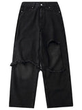 Wiaofellas  -  Ripped Gloria Jeans For Men Wide Leg Jeans Hip Hop Denim Trousers Male Vintage Japanese Streetwear Hole Patchwork Pants