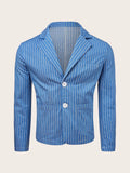 WIAOFELLAS  -  Fall Fashion Yarn Dyed Stripe Blazer Coat Men British Style Business Casual Suit jacket Thin Loose High Quality Tops Male