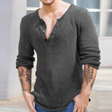 WIAOFELLAS  -  Spring Summer Casual Mens Knitted Polo Shirts Loose Long Sleeve Buttoned Lapel Knit Men Clothes Vintage Solid Tees Shirt