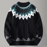 Wiaofellas  -  Knitted Sweater Autumn/Winter American Retro Thief O-neck Pullover Nordic Ethnic Tassel Thief Collar Knitted Tops