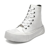 WIAOFELLAS  -  Sneakers For Men High Top Canvas Shoes PU Leather Vulcanized Shoes Platform Casual Sneakers Outdoor High Quality Sports Shoes 46