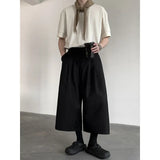WIAOFELLAS  -  Summer Wide Leg Cropped Pants Comfy Culottes Street Fashion Trendy Loose Fit Casual Trousers Breathable Oversized Style