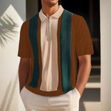 WIAOFELLAS  -  Summer New Men Knit Polo Shirts Stripe Contrast Color Shirts High Quality Luxury Knitwear  Short Sleeve Lapel Polo Tshirt