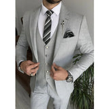 WIAOFELLAS  -  Light Gray Notch Lapel Single Breasted Suits for Men 3 Piece Chic Formal Casual Business Wedding Tuxedo (Blazer+Vest+Pants)