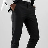 Wiaofellas  -  Black Men Pants with Side Satin Stripe One Piece Official Slim Fit Formal Male Trousers Fashion Clothes for Wedding Evening