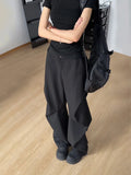 WIAOFELLAS  -  Bla Pleated Wide Leg Men's Pants Autumn American Vibe Sle Cleanfit Drapey Knife  Casual Trousers for Men