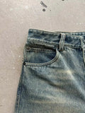 Wiaofellas  -   fall outfits Button Multiple Pockets Wash Jeans Men's Spring Autumn New Retro High Street Hip-hop Casual Loose Straight Wide Leg Denim Pants