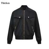WIAOFELLAS  -  American Trendy Pilot Jacket Mens Autumn Winter Short Retro Button Pocket Bomber Coats Thickening Tooling Outwear High-quality
