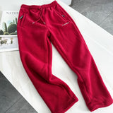 WIAOFELLAS  -  Thiened Fce Lined Straight Leg Casual Pants for Men And Women Couples Winter Warm Trousers Slim Fit Leisure Trousers