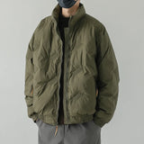 Wiaofellas  -  Winter American Fashion Vintage Parkas Jackets For Men Outdoor Windbreaker Y2K Casual Padding Coats Loose Embroidery Down Jacket