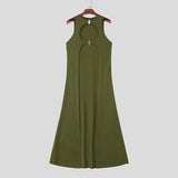 WIAOFELLAS  -  Men Tank Tops Solid Color O-neck Sleeveless Long Style Tops Hollow Out Sexy Streetwear Summer Men Clothing Male Vests