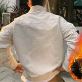 WIAOFELLAS  -  Autumn Winter Preppy Style Zipper Pockets Lantern Long Sleeve Men's Clothing High-neck Cardigan Solid Color Coats Jackets Tops