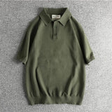 WIAOFELLAS  -  Retro men's polo shirt slightly wide belted version of summer trend lapel short sleeve t