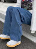 WIAOFELLAS  -  Black/Blue Baggy Jeans Men Fashion Retro Casual Wide-leg Pants Men Streetwear Loose Straight Denim Pant Mens Trousers