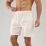 Wiaofellas  -  Spring Summer Fashion Corduroy Shorts Men Solid Color Simple Sports Training Casual Shorts Leisure Drawstring Mens Shorts