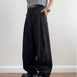 WIAOFELLAS  -  Fashion Men's Solid Color Loose Casual Pants Trendy Japan Style High-waisted Wide Leg Trousers Male
