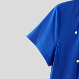 WIAOFELLAS  -  Men T Shirt Solid Color V Neck Short Sleeve Button Skinny Casual Male Tee Tops Streetwear Summer Fashion Camisetas