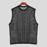 Wiaofellas  -  Fashion Men's Tops Tank Hollow Sexy Mesh Sheer Perspective Vest Fishing Net Muscle Sleeveless See Through Tshirts For Male