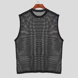 Wiaofellas  -  Men's Tops Tank Fashion Hollow Sexy Mesh Sheer Perspective Vest Fishing Net Muscle Sleeveless See Through Tshirts For Male