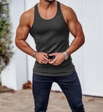 WIAOFELLAS  -  Summer Knitted Men's H-shaped Slim Fit Vertical Stripe Tank Top Fitness Training Breathable Sleeveless Fashion New Style