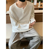 WIAOFELLAS  -  Autumn Long Sleeved T-shirt Men Fashion White Casual T Shirt Men Oversized Streetwear Korean Loose Pullover T Shirt Mens Top