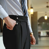 WIAOFELLAS -  Men Spring Autumn New Fashion Slim Fit Formal Trousers Mens Business Casual Suit Pants Male Long Solid Color Pants W205