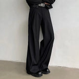 WIAOFELLAS  -  Fashion Men's Solid Color Flare Blazer Pants Summer New Trendy High Waist Wide Leg Trousers Male