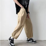 Wiaofellas  -  Spring Summer Loose Japanese Casual Pants Solid Color Drawstring Fashion Slim Youth Men's Workwear Wide Leg Guard Pants