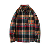 WIAOFELLAS  -  Autumn Oversized Plaid Shirt Retro Long Sleeve Single-breasted Cardigan Loose Fit Turn-down Collar Shirt Men Women Blouse