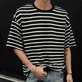 WIAOFELLAS  -  Trendy New Men's Straight Contrast Color Loose T-shirts Fashion 2025 Summer Casual Short Sleeves O-neck Tops Male