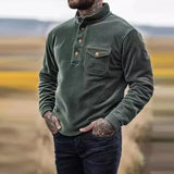 WIAOFELLAS  -  Retro Pure Corduroy Hoodie Men Clothing Casual Stand Collar Button Sweatshirts Men Fall Winter Long Sleeve Pocket Streetwear Top